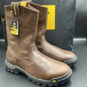 Caterpillar Mens Size 7.5 Drawbar Pull-On Work Boot Summer Brown Soft Toe NEW